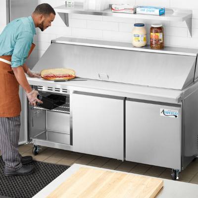 Avantco SS-PT-71M-HC 70" 3 Door Mega Top Stainless Steel Sandwich Prep Table