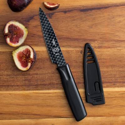 Mercer Culinary M33910B 4" Black Non-Stick Paring Knife with Sheath