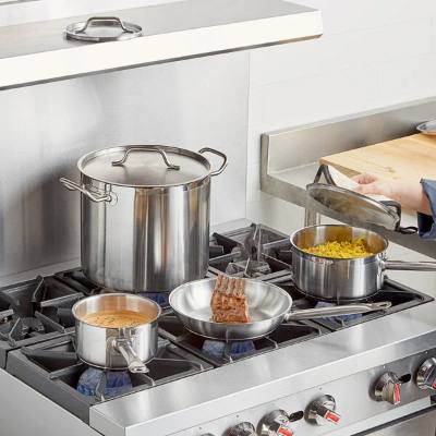 Vigor SS1 Series 7-Piece Induction Ready Stainless Steel Cookware Set — 16 Qt. Stock Pot, Sauce Pans, Fry Pan, Lids