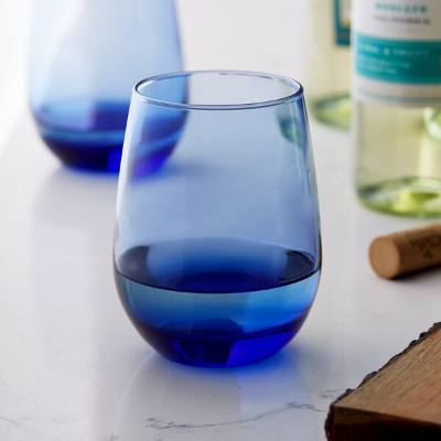 Libbey 231L 15.25 oz. Tidal Blue Stemless White Wine Glass