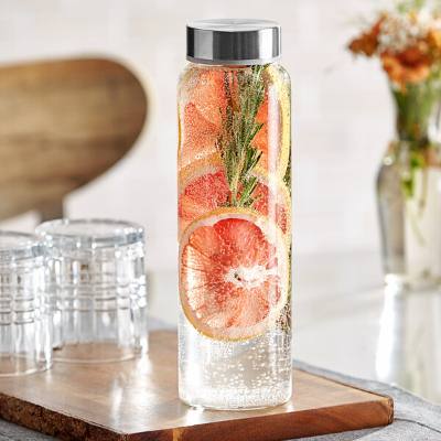 Libbey 92170 Kinetix 33 oz. Glass Water Bottle with Metal Lid