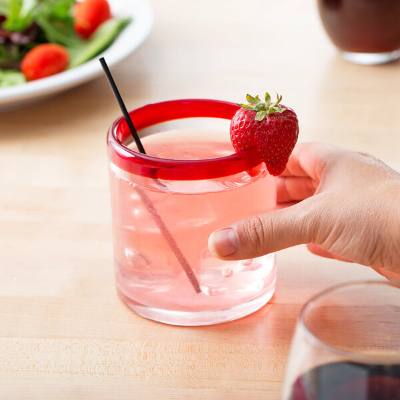 Libbey 92302R Aruba 12 oz. Rocks / Old Fashioned Glass with Red Rim