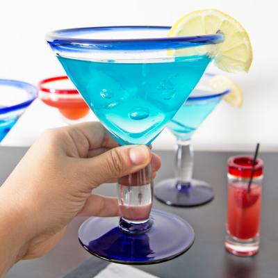 Libbey 92305 Aruba 10 oz. Martini Glass with Cobalt Blue Rim and Base