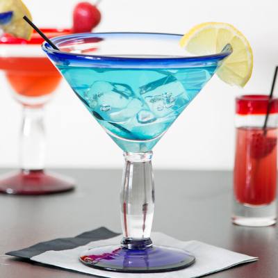 Libbey 92306 Aruba 15 oz. Martini Glass with Cobalt Blue Rim and Base