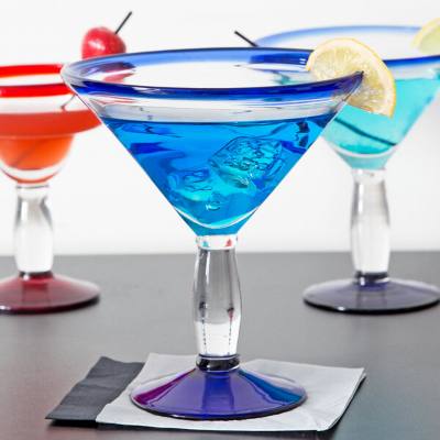 Libbey Aruba 24 oz. Martini Glass with Cobalt Rim and Base