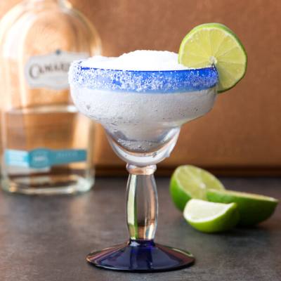 Libbey 92308 Aruba 12 oz. Margarita Glass with Cobalt Blue Rim and Base