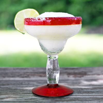 Libbey 92308R Aruba 12 oz. Margarita Glass with Red Rim and Base