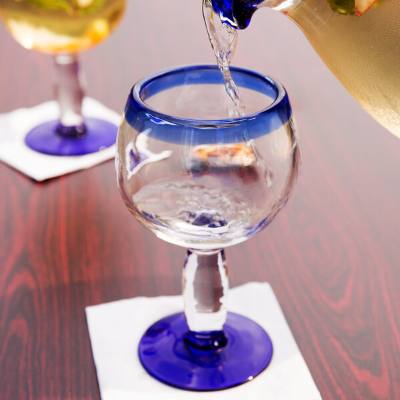 Libbey 92309 Aruba 16 oz. Round Cocktail Glass with Cobalt Blue Rim and Base
