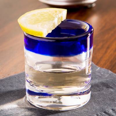 Libbey 92311 Aruba 2.5 oz. Shot Glass with Cobalt Blue Rim