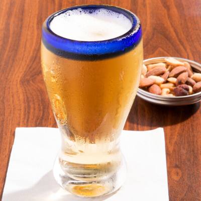 Libbey 92312 Aruba 12 oz. Pilsner Glass with Cobalt Blue Rim