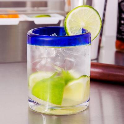 Libbey 92313 Aruba 10 oz. Rocks / Old Fashioned Glass with Cobalt Blue Rim