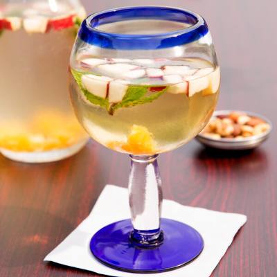 Libbey 92314 Aruba 21 oz. Round Cocktail Glass with Cobalt Blue Rim and Base