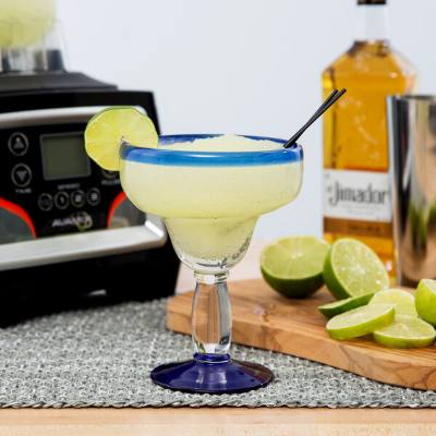 Libbey 92315 Aruba 16 oz. Margarita Glass with Cobalt Blue Rim and Base
