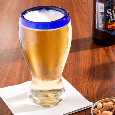Libbey 92316 Aruba 16 oz. Pilsner Glass with Cobalt Blue Rim