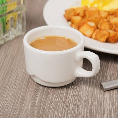 Libbey 902903001 Flint Barista 3 oz. Ivory (American White) Porcelain Small Stacking Cup