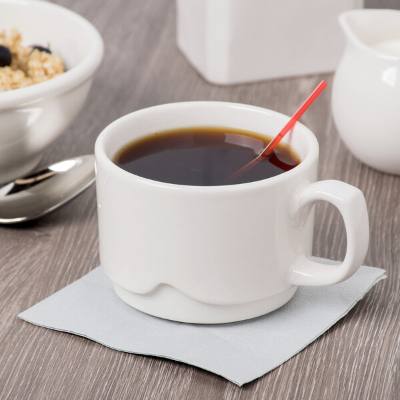 Libbey 902903005 Flint Barista 12 oz. Ivory (American White) Porcelain Large Stacking Cup