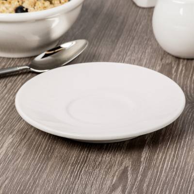 Libbey 902903008 Flint Barista 6 1/4" Ivory (American White) Porcelain Medium Saucer