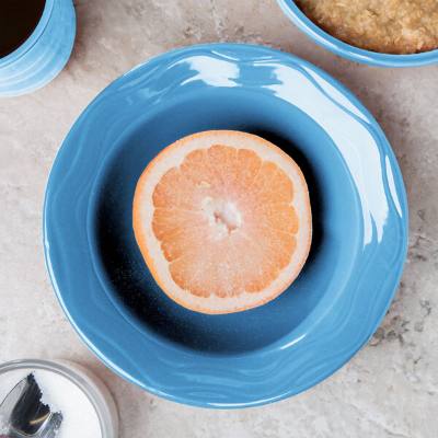 Libbey 903032019 Cantina 12 oz. Blueberry Carved Porcelain Grapefruit Bowl