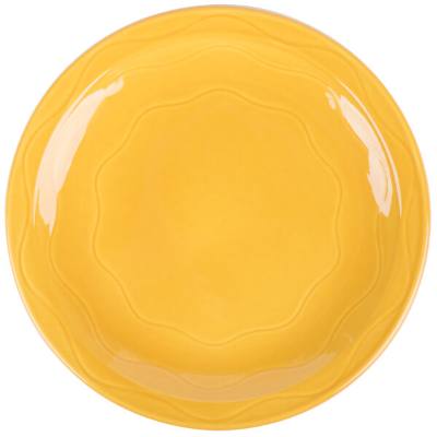 Libbey 903033003 Cantina 7 1/4" Saffron Carved Round Porcelain Plate