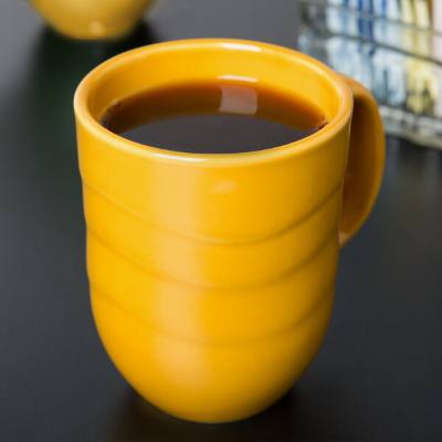 Libbey 903033004 Cantina 11 oz. Saffron Carved Porcelain Mug