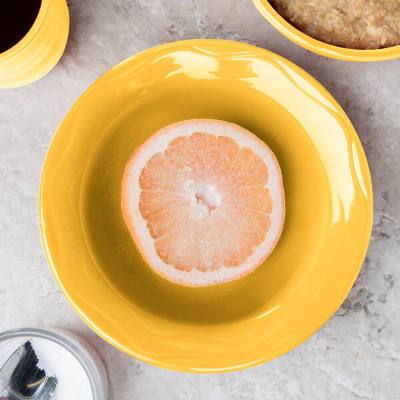 Libbey 903033019 Cantina 12 oz. Saffron Carved Porcelain Grapefruit Bowl