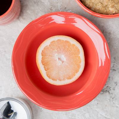 Libbey 903034019 Cantina 12 oz. Cayenne Carved Porcelain Grapefruit Dish