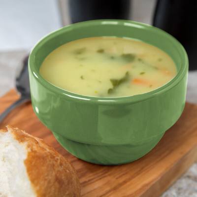 Libbey 903046370 Cantina 8 oz. Sage Uncarved Porcelain Stackable Bouillon Bowl
