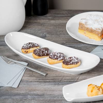 Libbey Slenda 12" x 4 1/2" Oval Royal Rideau White Long Porcelain Plate