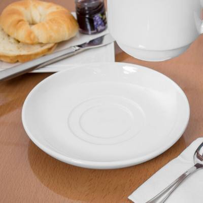 Libbey Slenda 6 1/2" Royal Rideau White Porcelain Soup Cup Saucer