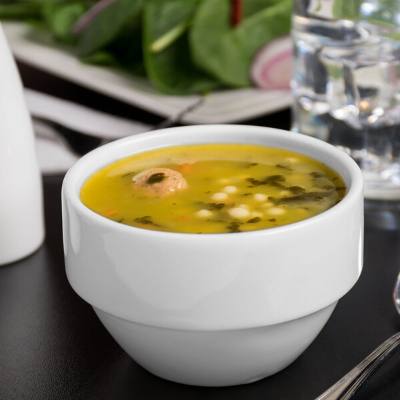 Libbey Slenda 8 oz. Royal Rideau White Stacking Porcelain Bouillon