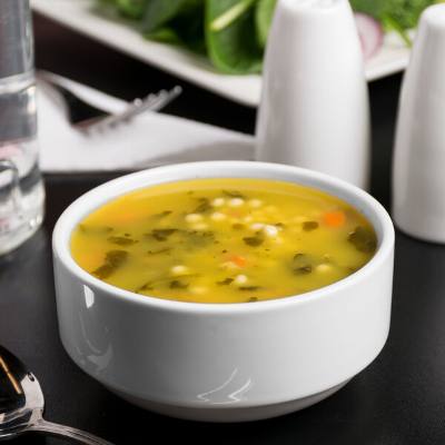 Libbey Slenda 10 oz. Royal Rideau White Stacking Porcelain Bouillon
