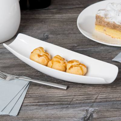 Libbey Slenda 9 3/4" x 3" Royal Rideau White Porcelain Canoe Plate