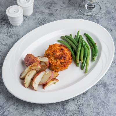 Libbey 905437883 Elan 13 1/2" x 10 3/8" Oval Royal Rideau White Porcelain Platter