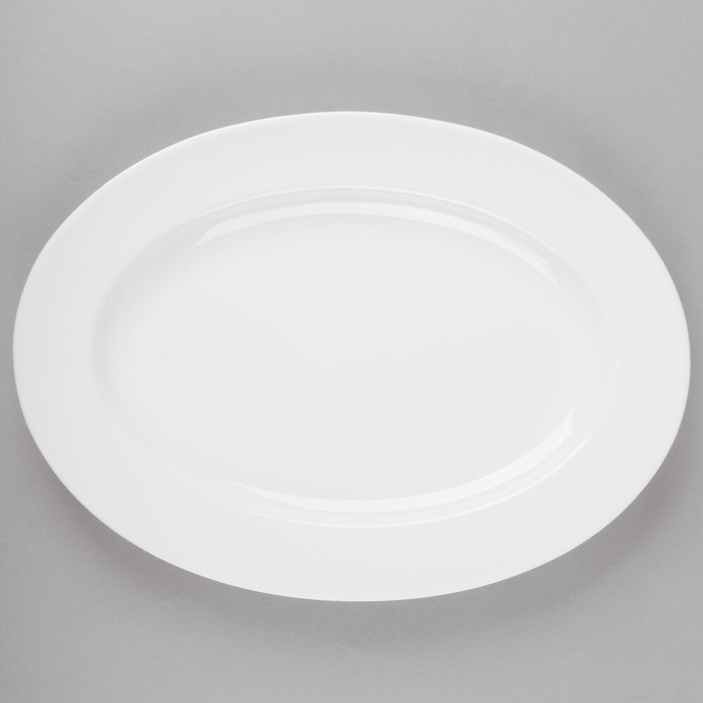 Reserve by Libbey 911190007 International 14 3/8" x 10 3/8" Bone China Oval Platter - 12/Case