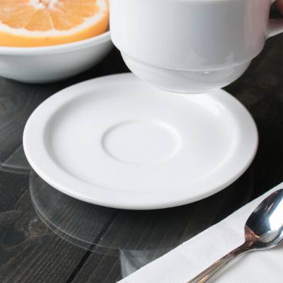Libbey 911194021 Reflections 5 5/8" Aluma White Porcelain Tea / Cappuccino Saucer
