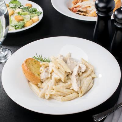 Libbey 911194701 Reflections 9 oz. Aluma White Porcelain Broad Rim Pasta Bowl