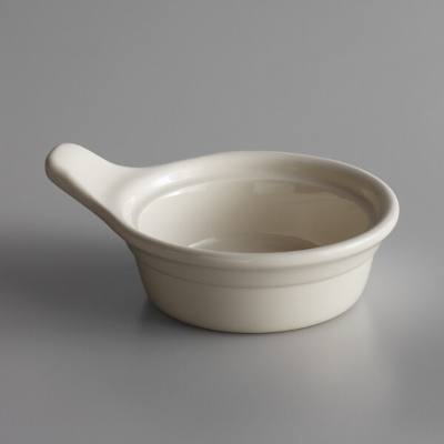 Libbey 950027720 Casablanca 6 oz. Cream White Small Deep Porcelain Casserole Dish with Handle