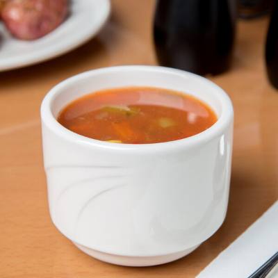Libbey 950038551 Cascade 8 oz. Ivory (American White) Round Stackable Flint Porcelain Bouillon