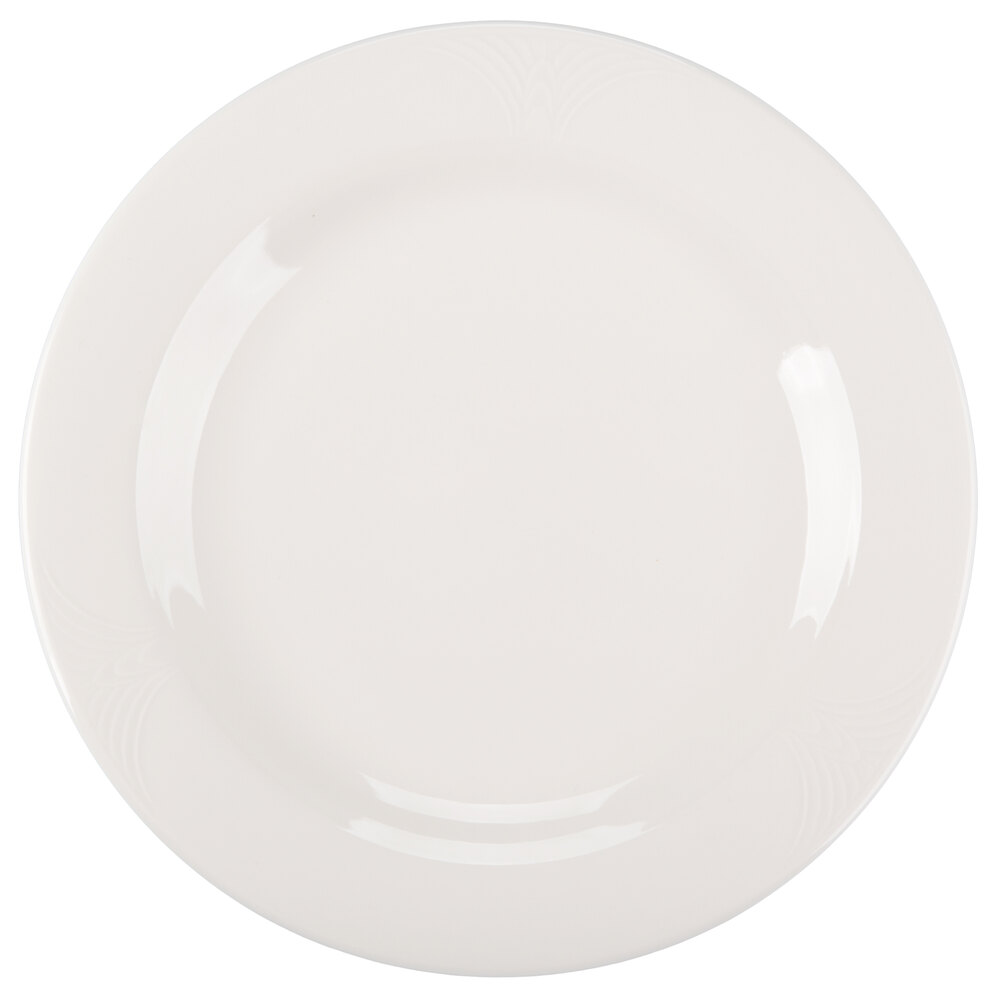Reserve by Libbey 950041313 Cafe Royal 9 3/4" Royal Rideau White Medium Rim Porcelain Plate - 12/Case
