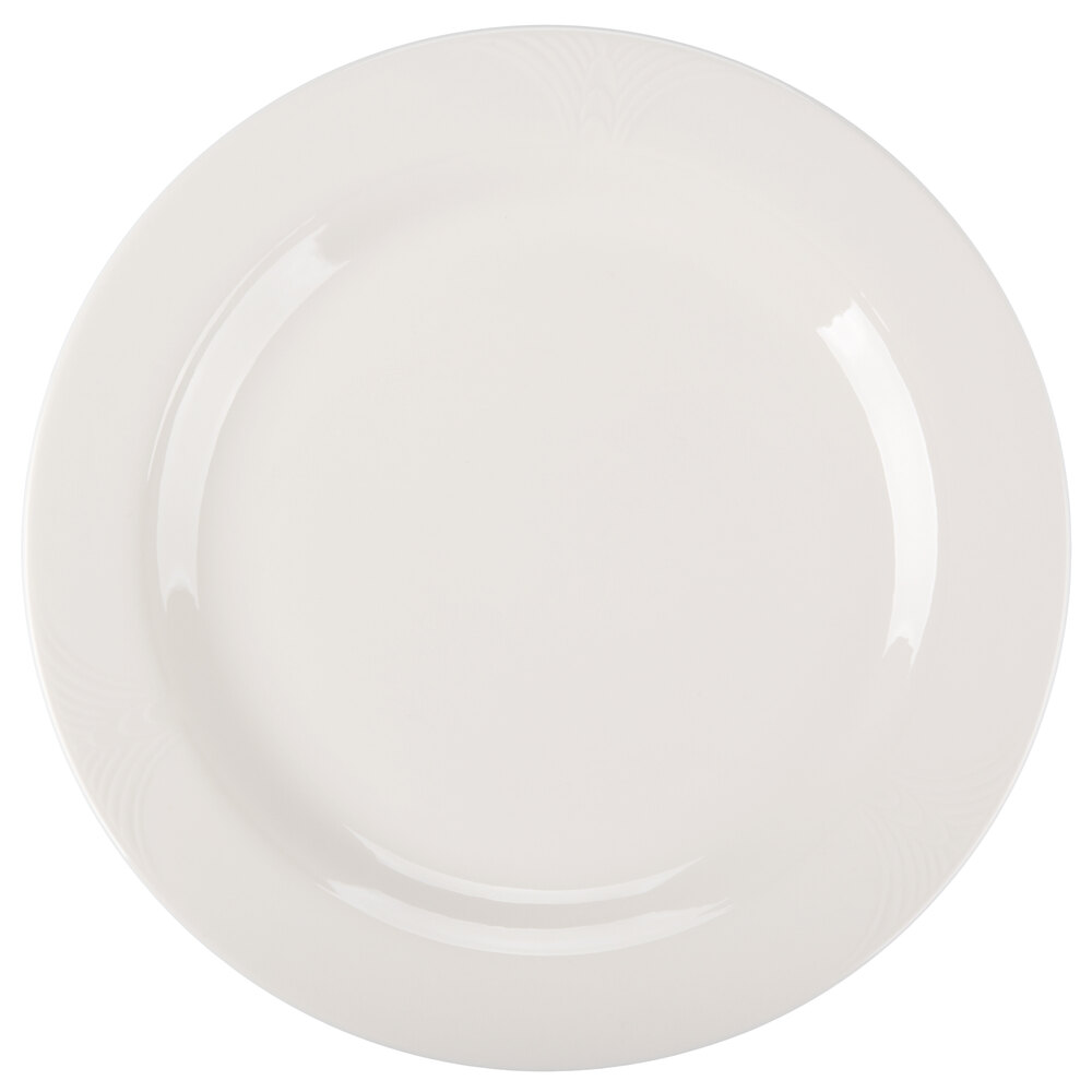 Reserve by Libbey 950041464 Cafe Royal 12" Royal Rideau White Medium Rim Porcelain Plate - 12/Case