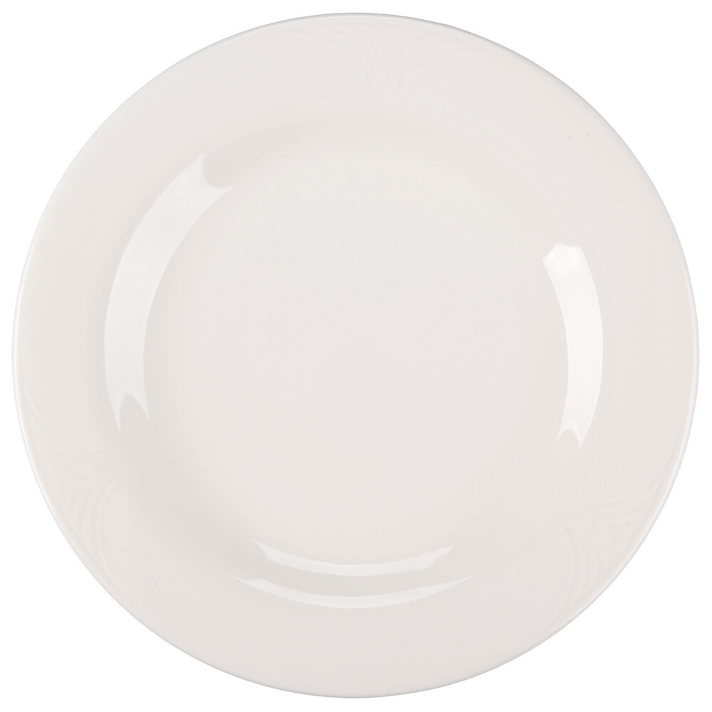 Reserve by Libbey 950041521 Cafe Royal 7 3/8" Royal Rideau White Medium Rim Porcelain Plate - 36/Case