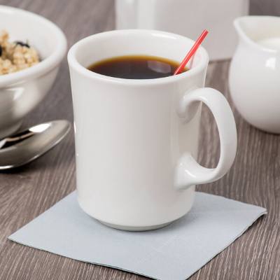 Libbey 951250277 Flint 12 oz. Ivory (American White) Porcelain Cafe Mug