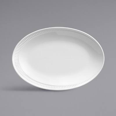 Libbey 968001008 Zipline 13 1/4" x 9" Oval Royal Rideau White Porcelain Platter