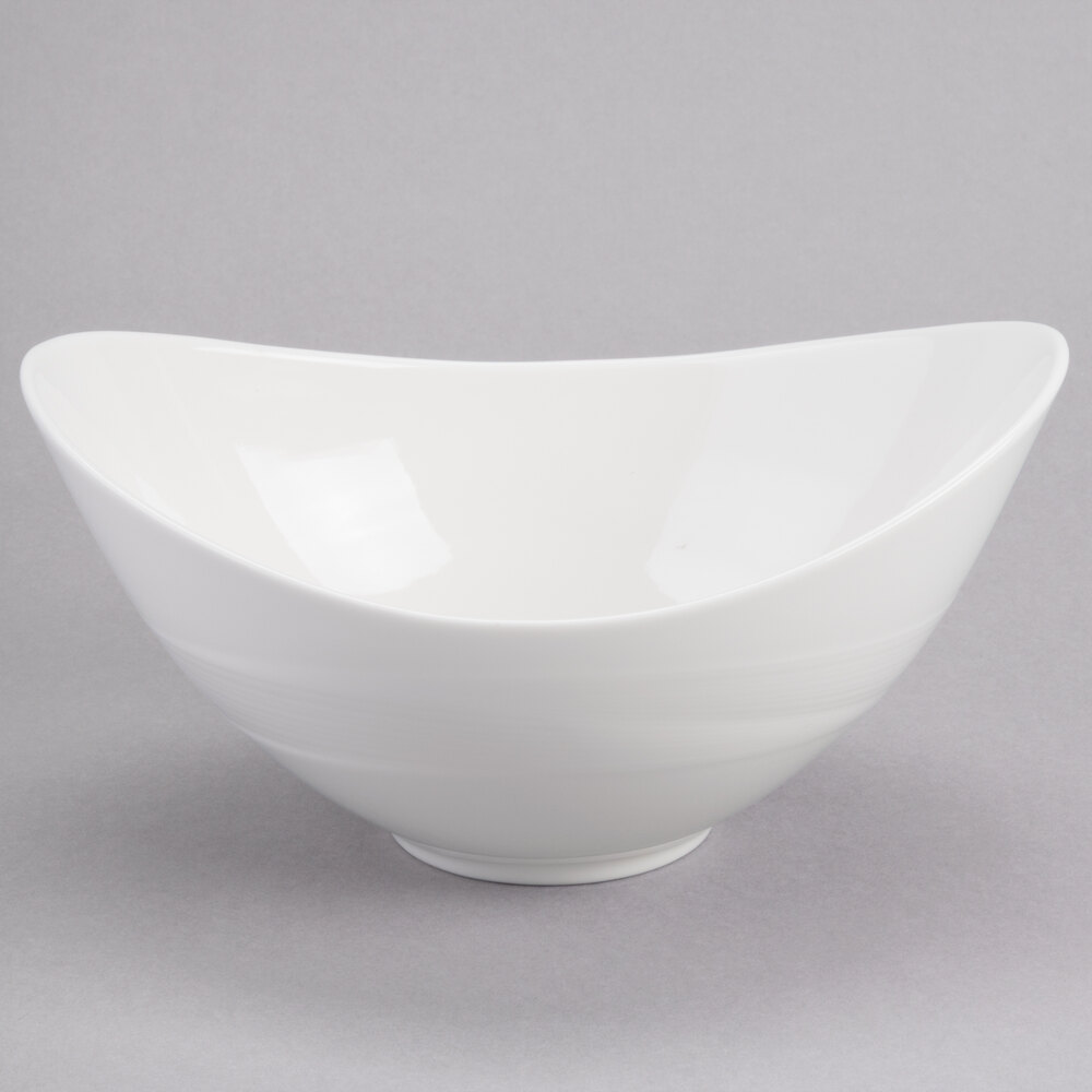Reserve by Libbey 987659320 Silk 39.5 oz. Oval Royal Rideau White Porcelain Bowl - 12/Case