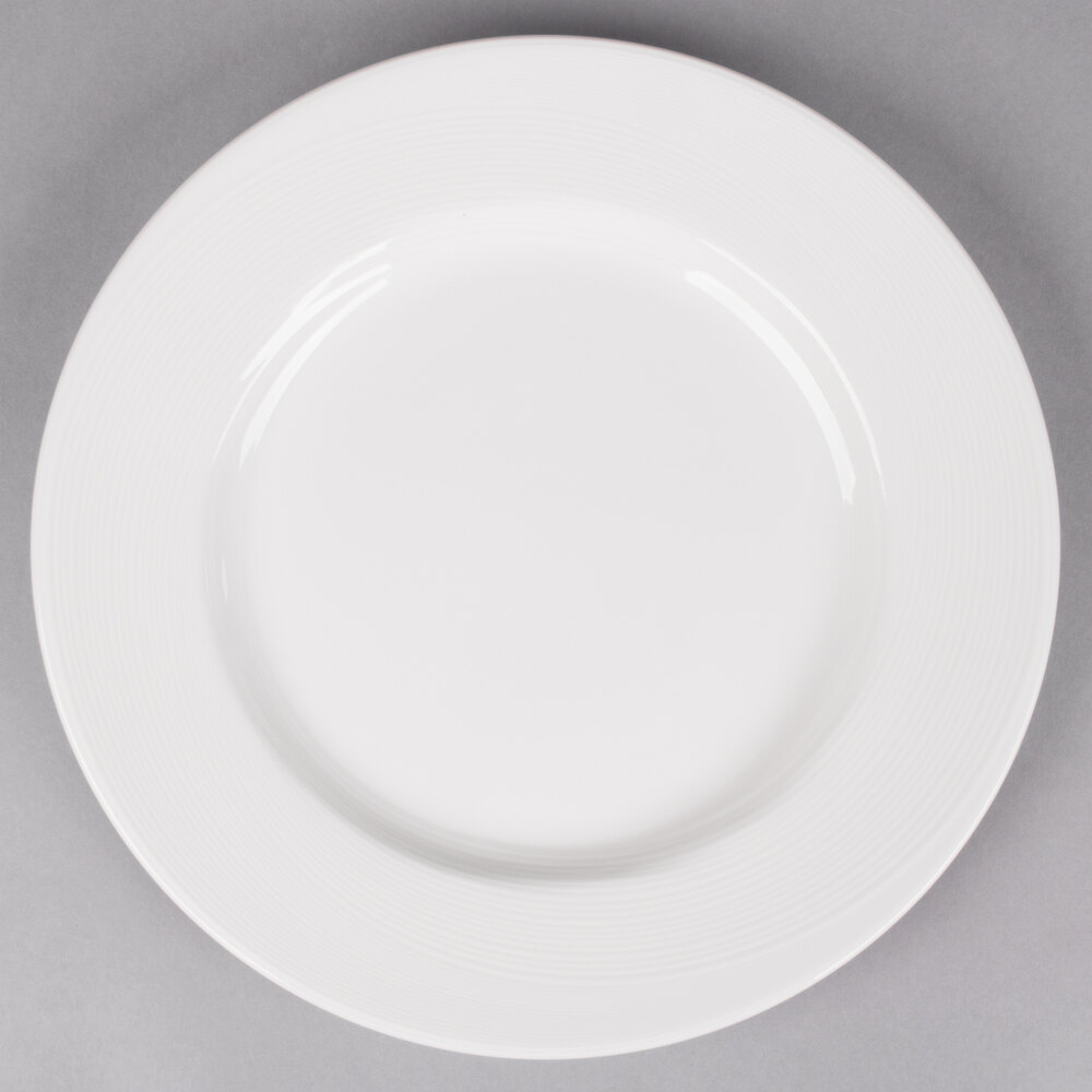 Reserve by Libbey 987659368 Silk 11" Round Royal Rideau White Wide Rim Porcelain Plate - 12/Case
