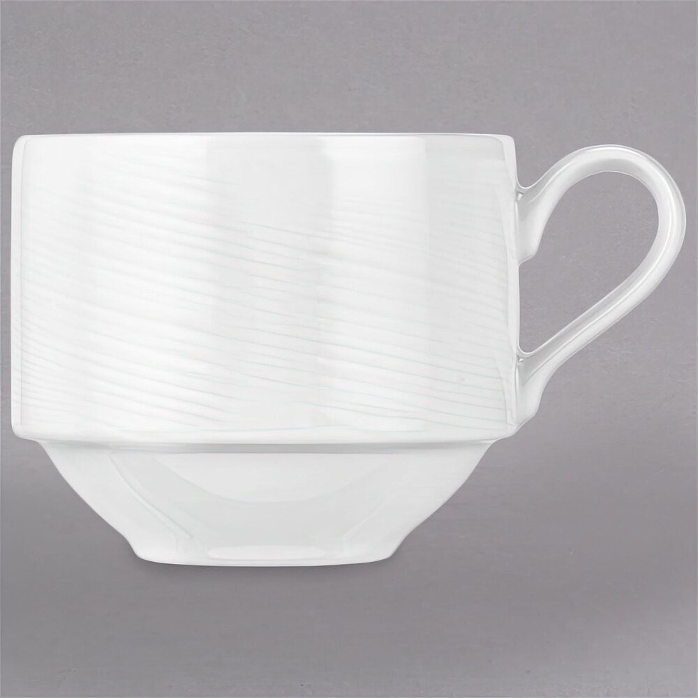 Reserve by Libbey 987659436 Silk 8.5 oz. Royal Rideau White Stacking Porcelain Cup - 36/Case