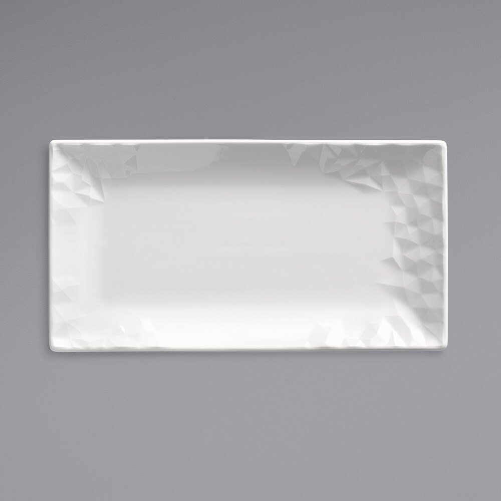Reserve by Libbey 988001258 Status 11" x 6" Royal Rideau White Porcelain Rectangular Platter - 12/Case