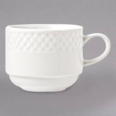 Libbey 999013531 EOS Constellation 9 oz. Lunar Bright White Stacking Porcelain Cup
