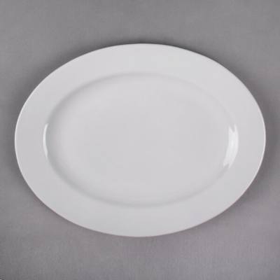 Libbey 999023008 Rigel Constellation 13 1/4" x 10 1/4" Large Oval Lunar Bright White Porcelain Platter