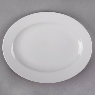Libbey 999023009 Rigel Constellation 11 1/8" x 8 3/4" Small Oval Lunar Bright White Porcelain Platter